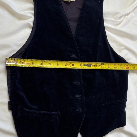 Vintage 70s Navy Velvet Button-Up Vest - Picture 3 of 4